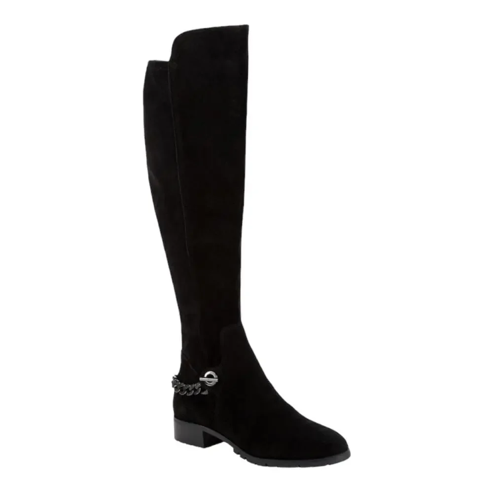 Karl Lagerfeld Paris Shay Black Suede Knee High Boot Size 7.5